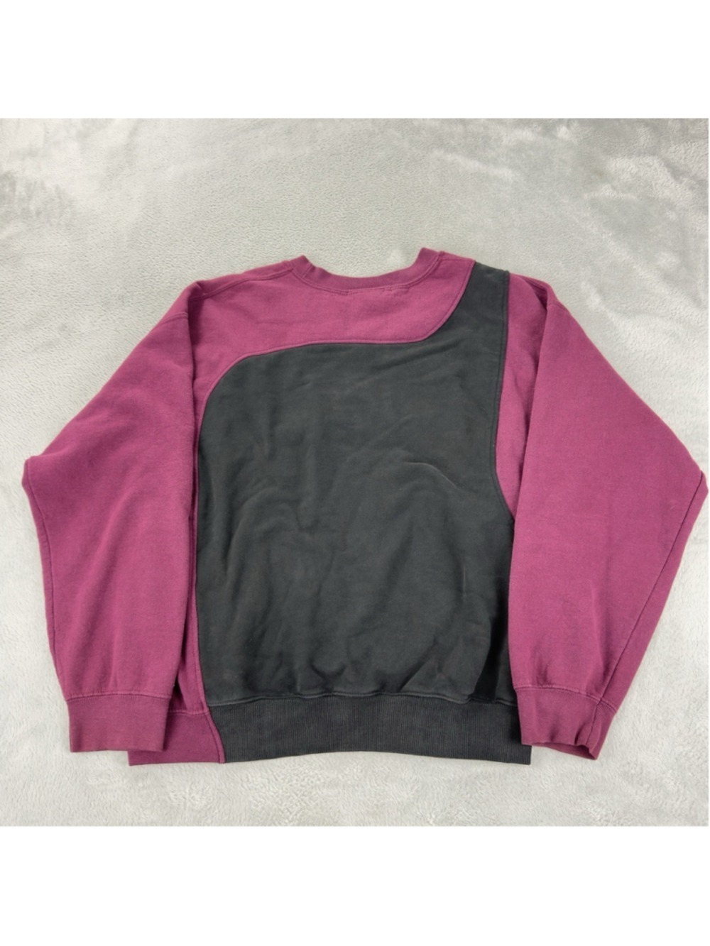 Vintage Nike Men's Size Large Reworked Maroon/Blk Retro Fleece Crewneck Sweater - Picture 4 of 11